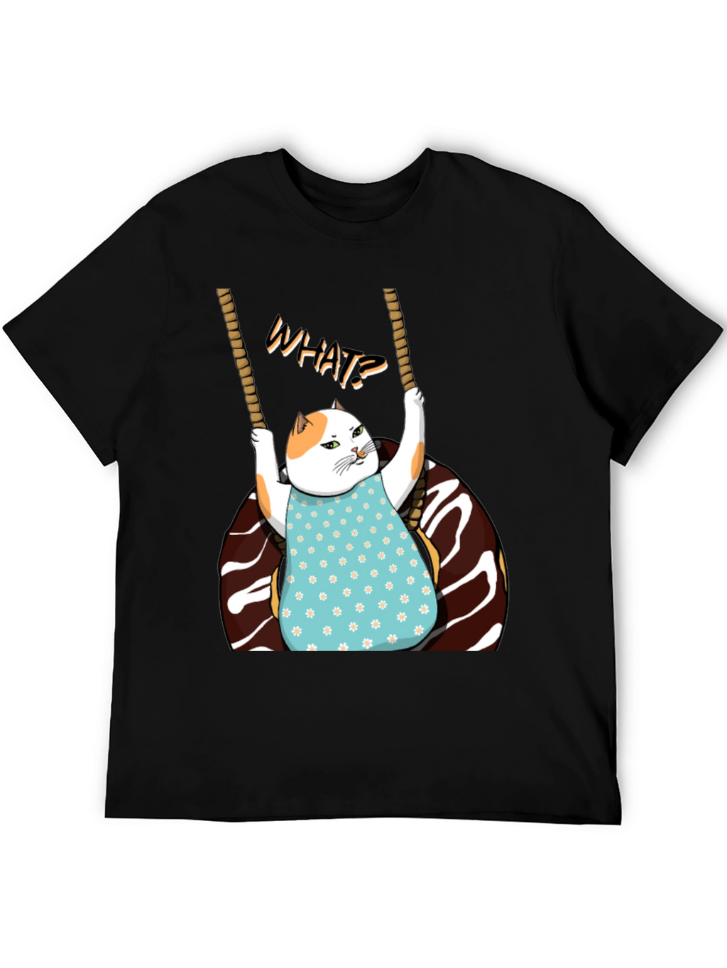 Funny Cat on Swing T-Shirt - WHAT!? Tee
