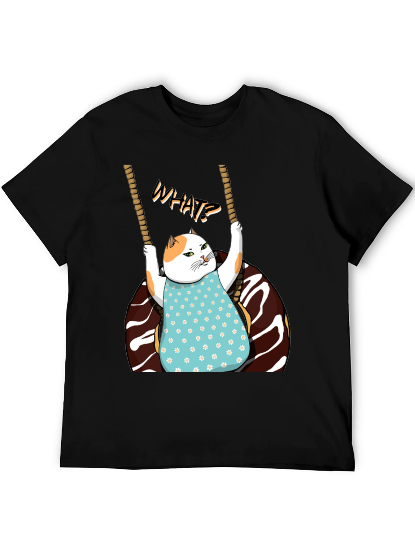 Funny Cat on Swing T-Shirt - WHAT!? Tee