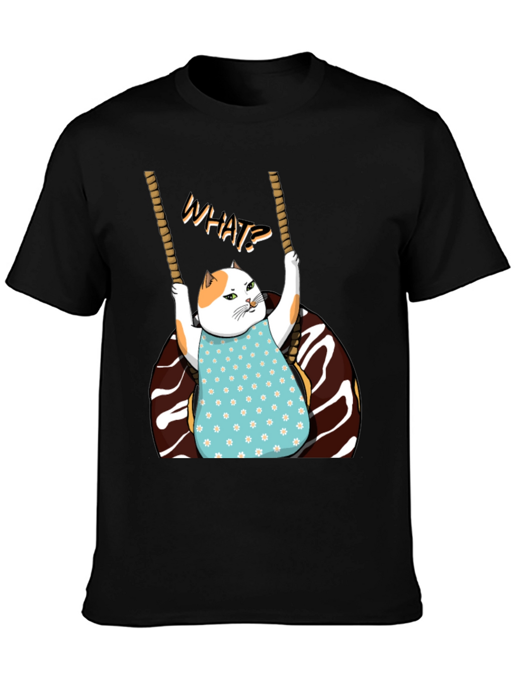 Funny Cat on Swing T-Shirt - WHAT!? Tee