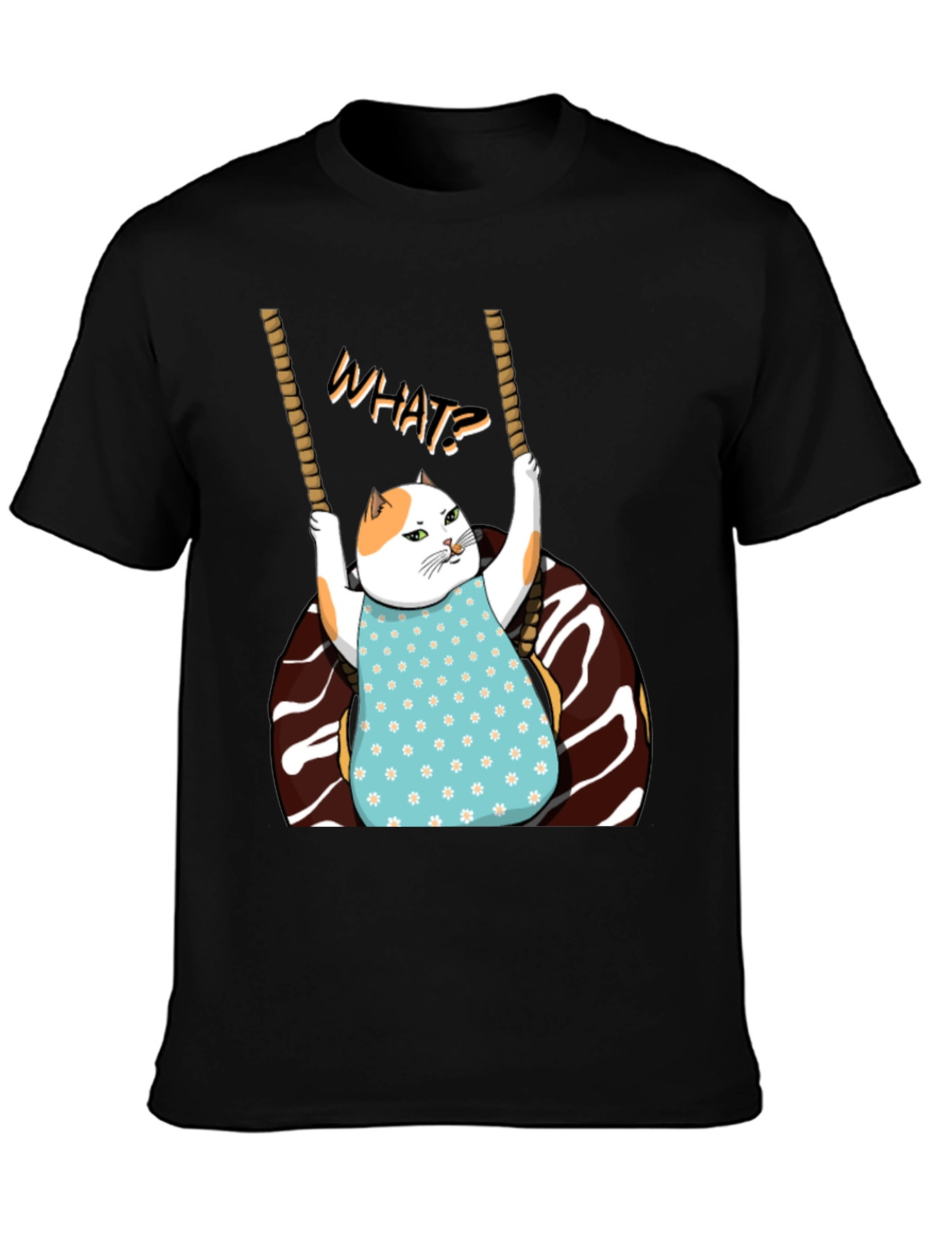 Funny Cat on Swing T-Shirt - WHAT!? Tee