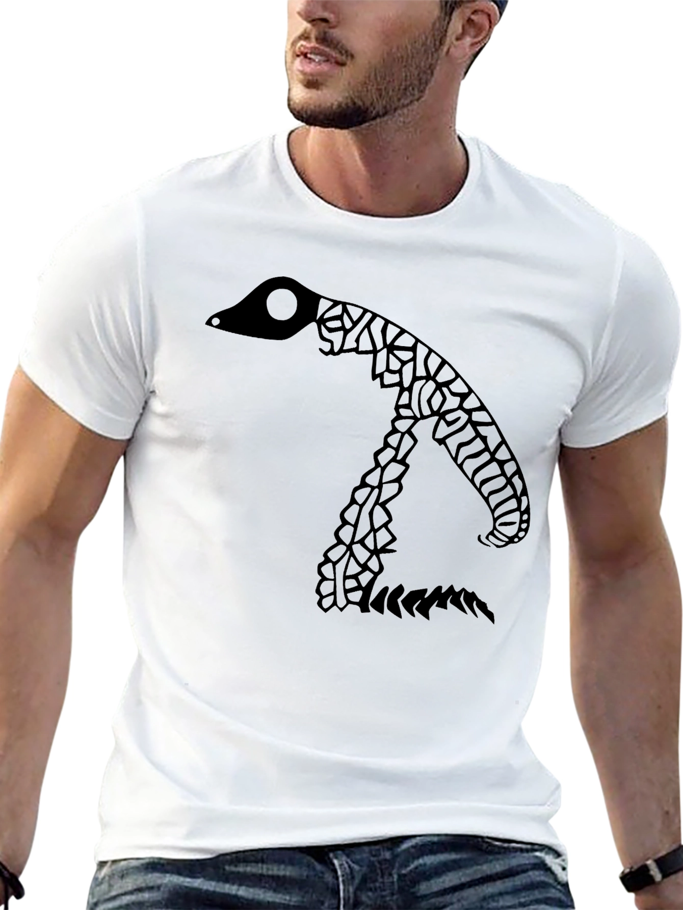 Abstract Snake Graphic Black T-Shirt