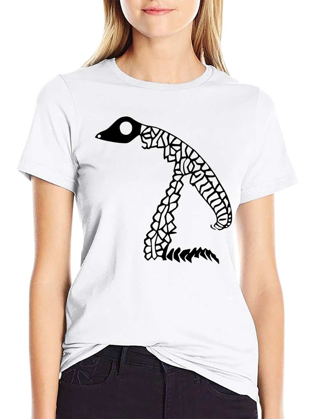 Abstract Snake Graphic Black T-Shirt