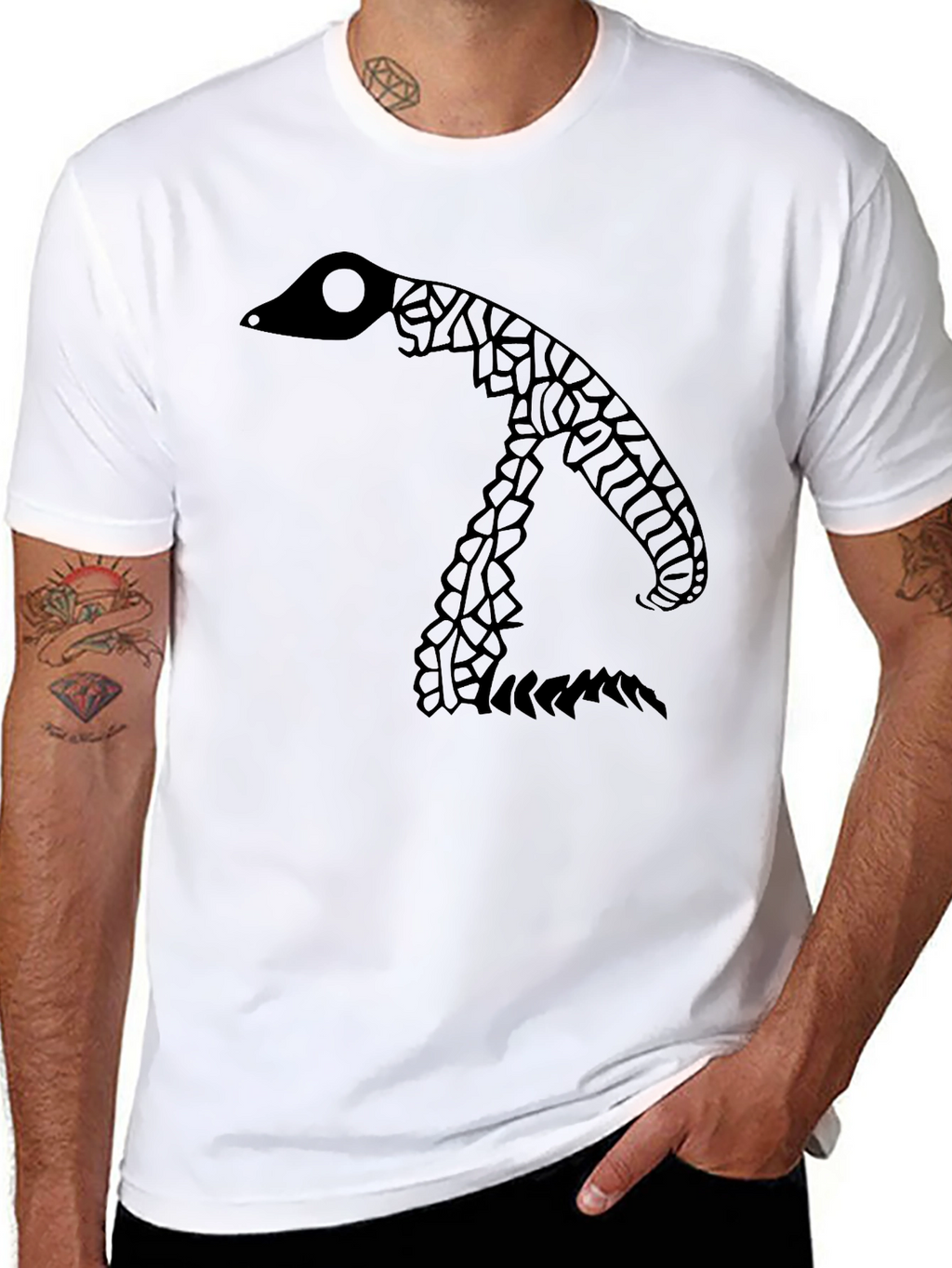 Abstract Snake Graphic Black T-Shirt