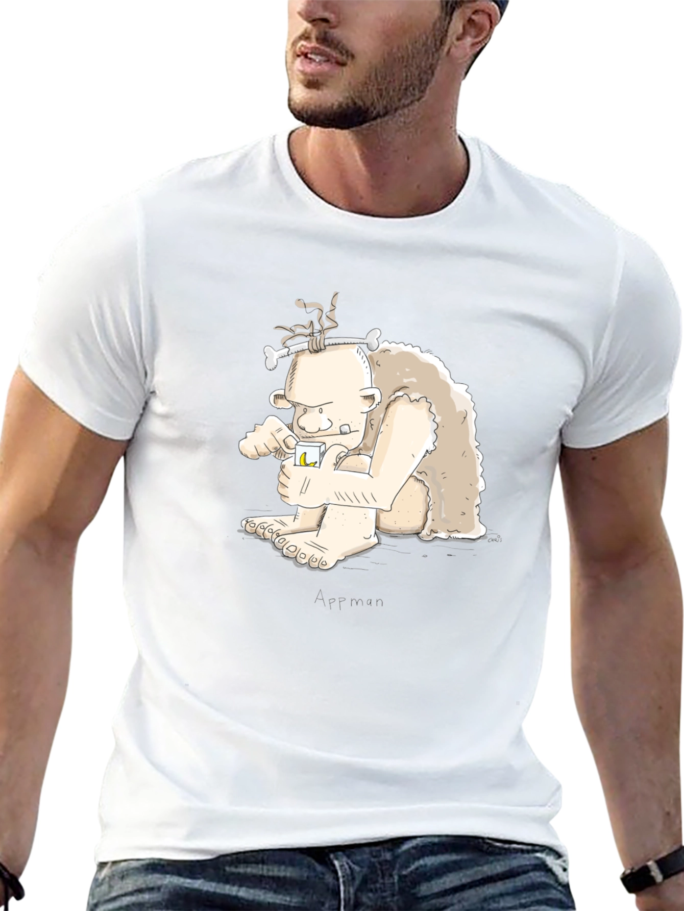 Cartoon Caveman Drinking Tee