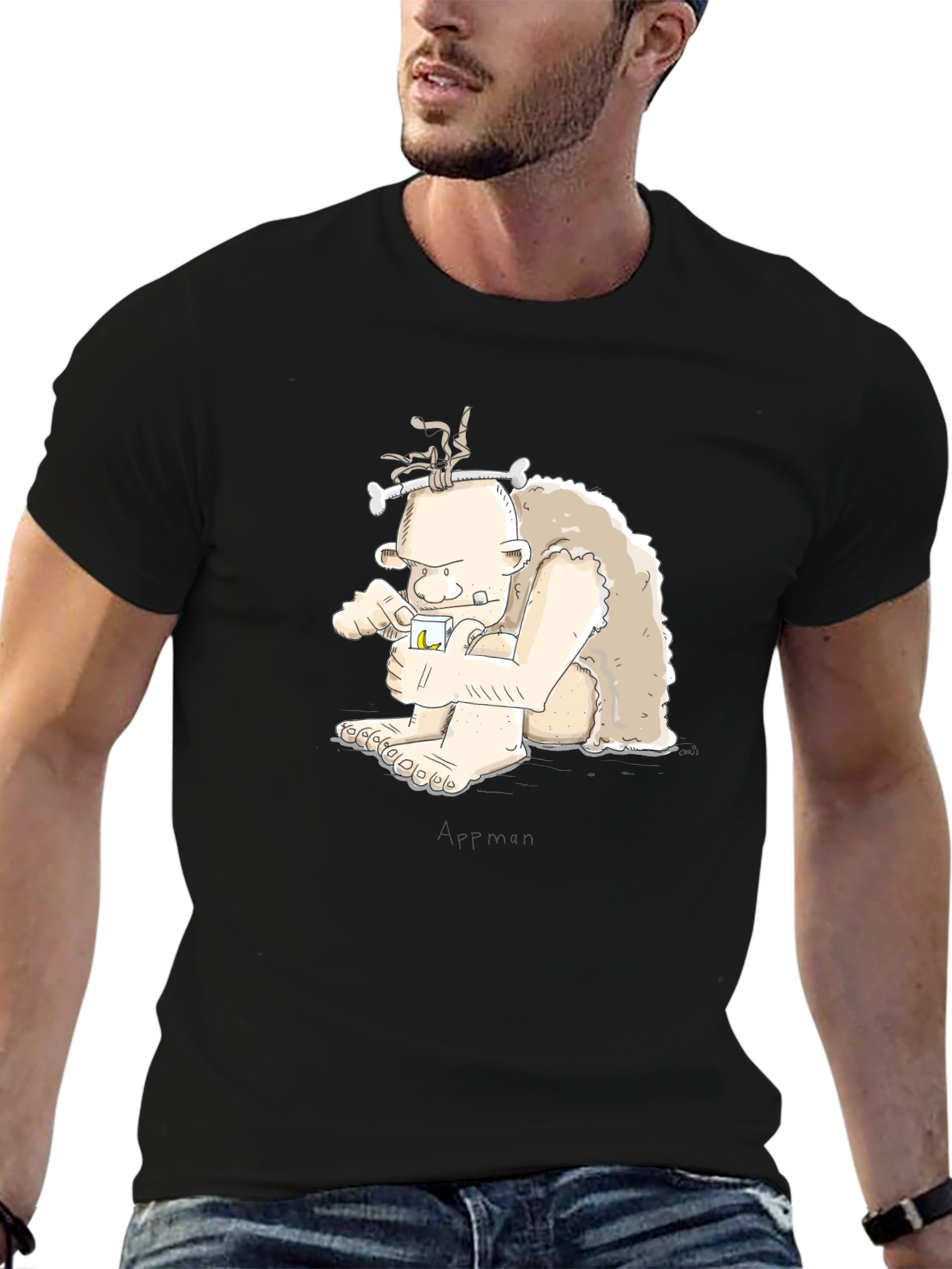 Cartoon Caveman Drinking Tee