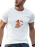 Happy Cowboy Cartoon Graphic Black T-Shirt