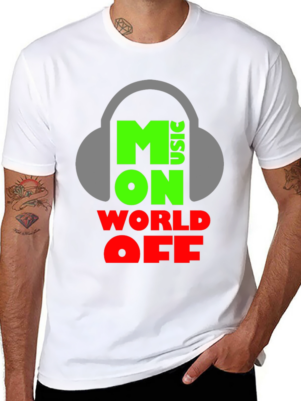 Moon Music T-Shirt: World Off Headphones Tee