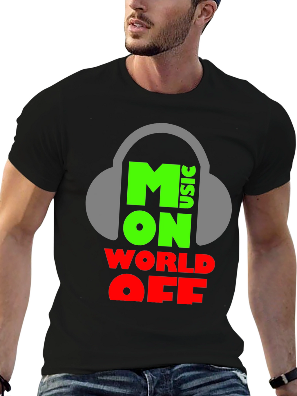 Moon Music T-Shirt: World Off Headphones Tee
