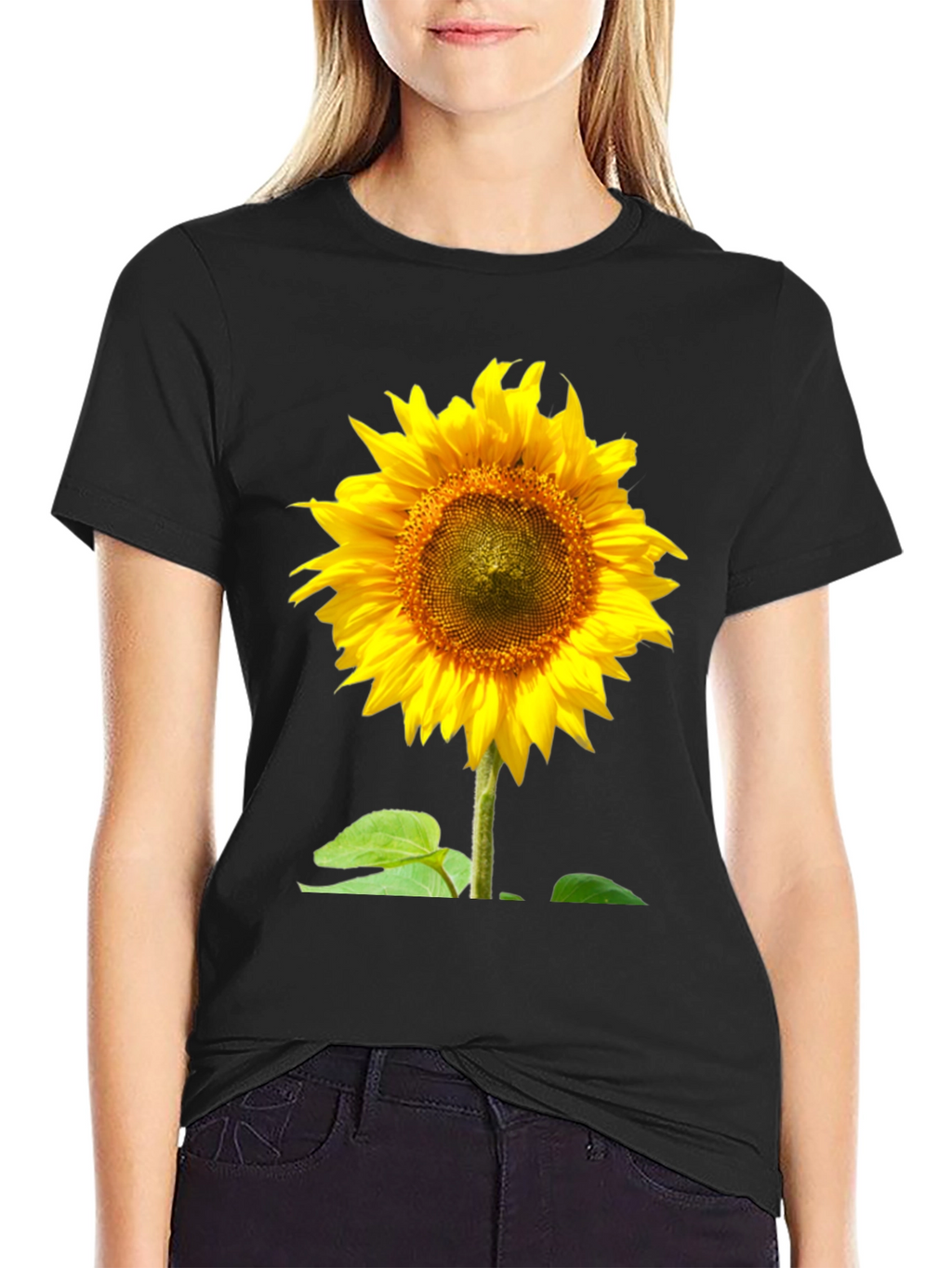Sunflower Graphic Tee - Vivid Black Cotton Comfort