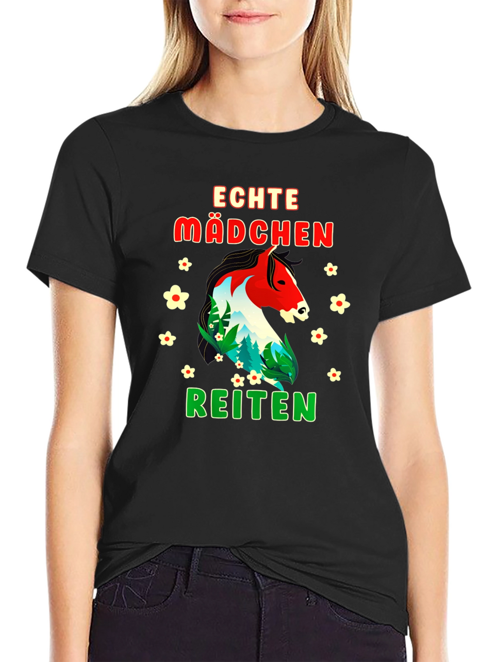 Echte Madchen Reiten Horse Graphic T-Shirt