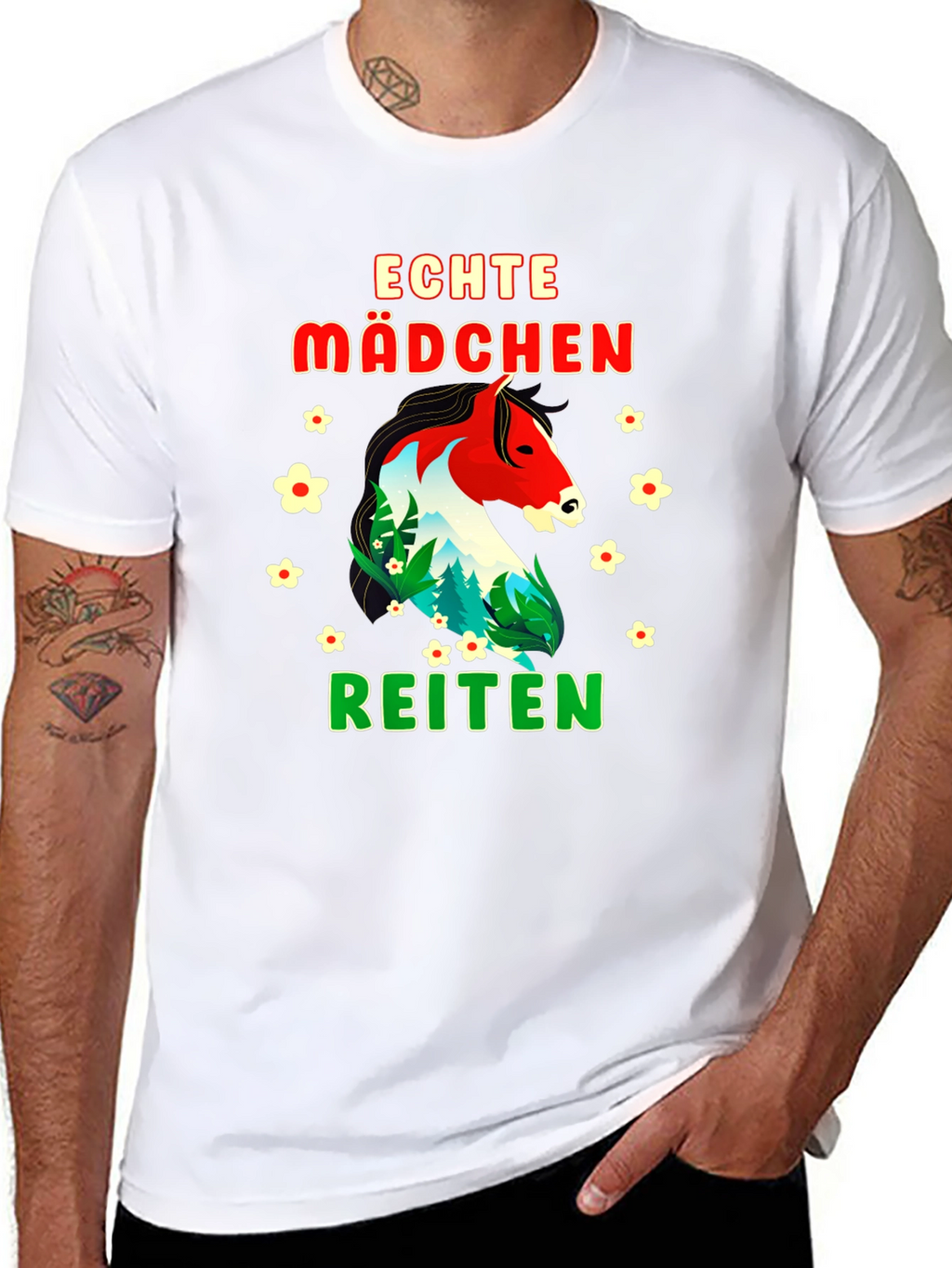 Echte Madchen Reiten Horse Graphic T-Shirt