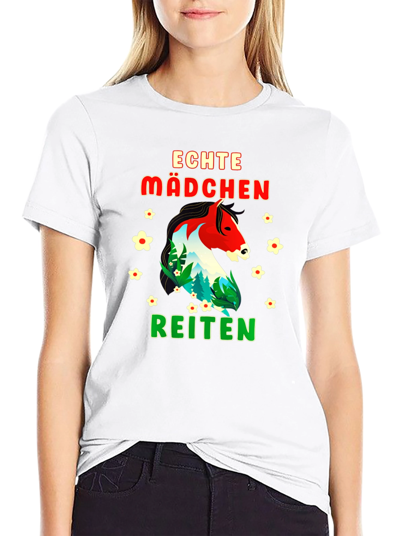 Echte Madchen Reiten Horse Graphic T-Shirt