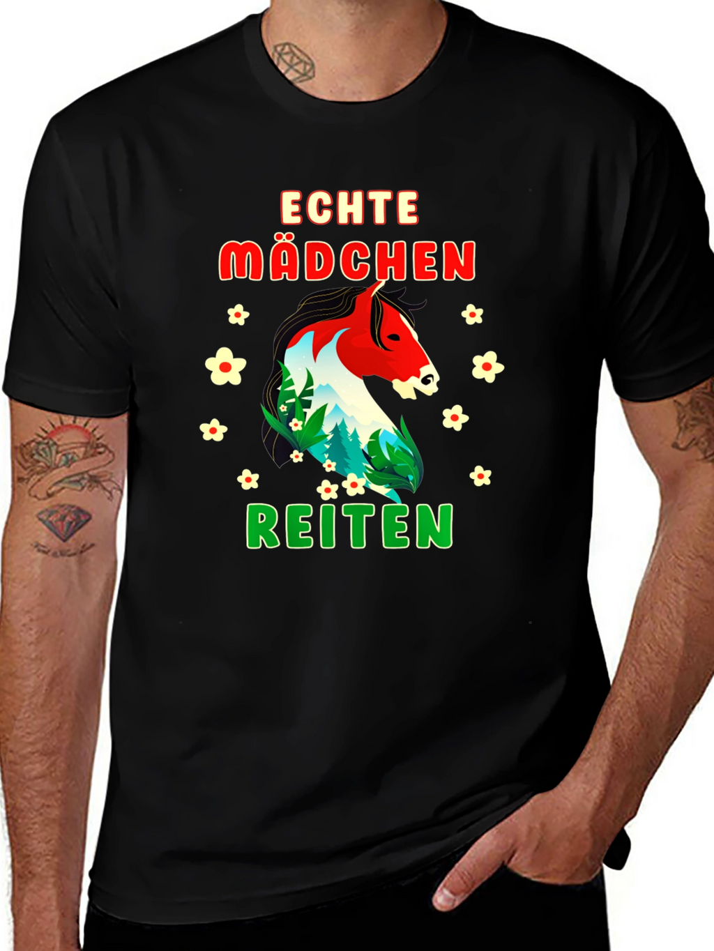 Echte Madchen Reiten Horse Graphic T-Shirt