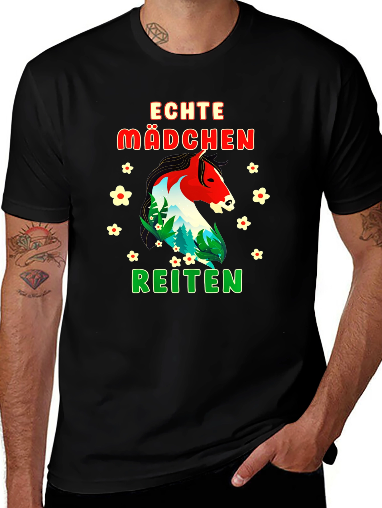 Echte Madchen Reiten Horse Graphic T-Shirt