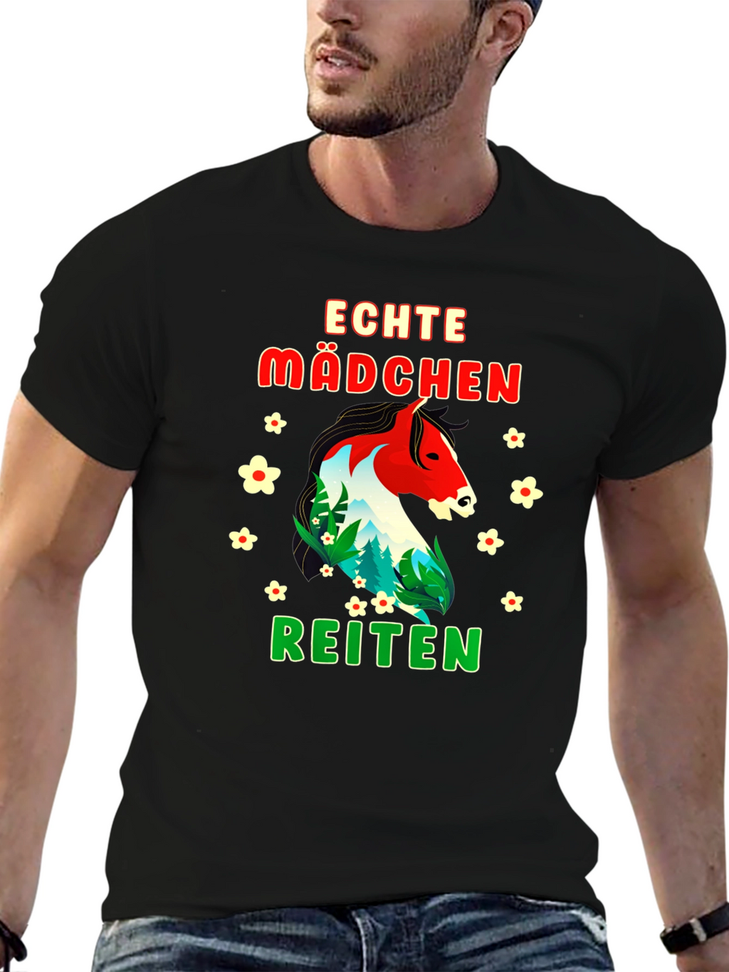 Echte Madchen Reiten Horse Graphic T-Shirt
