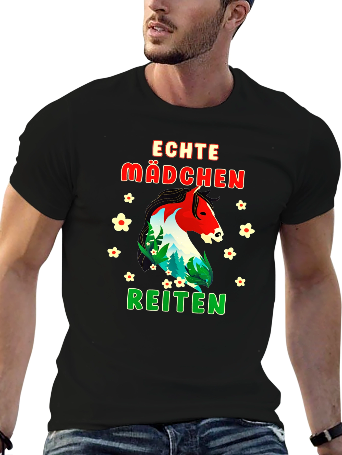Echte Madchen Reiten Horse Graphic T-Shirt