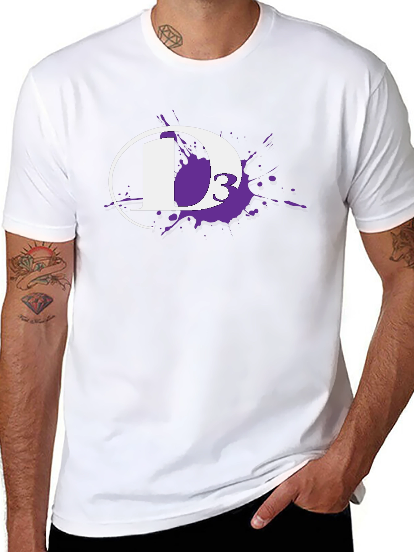 D3 White Ink Splatter Black T-Shirt