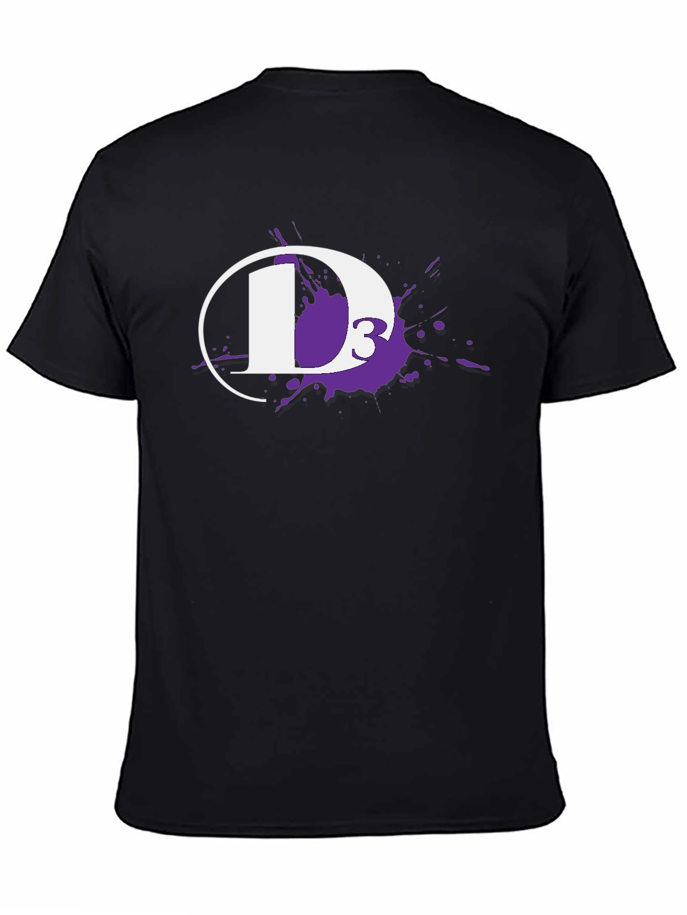 D3 White Ink Splatter Black T-Shirt