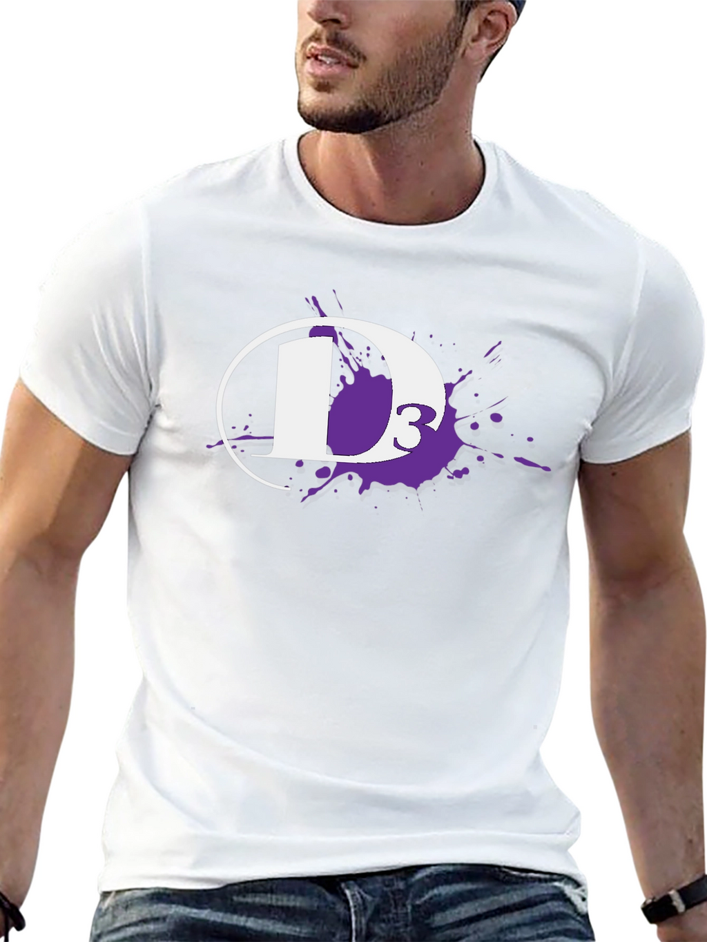 D3 White Ink Splatter Black T-Shirt