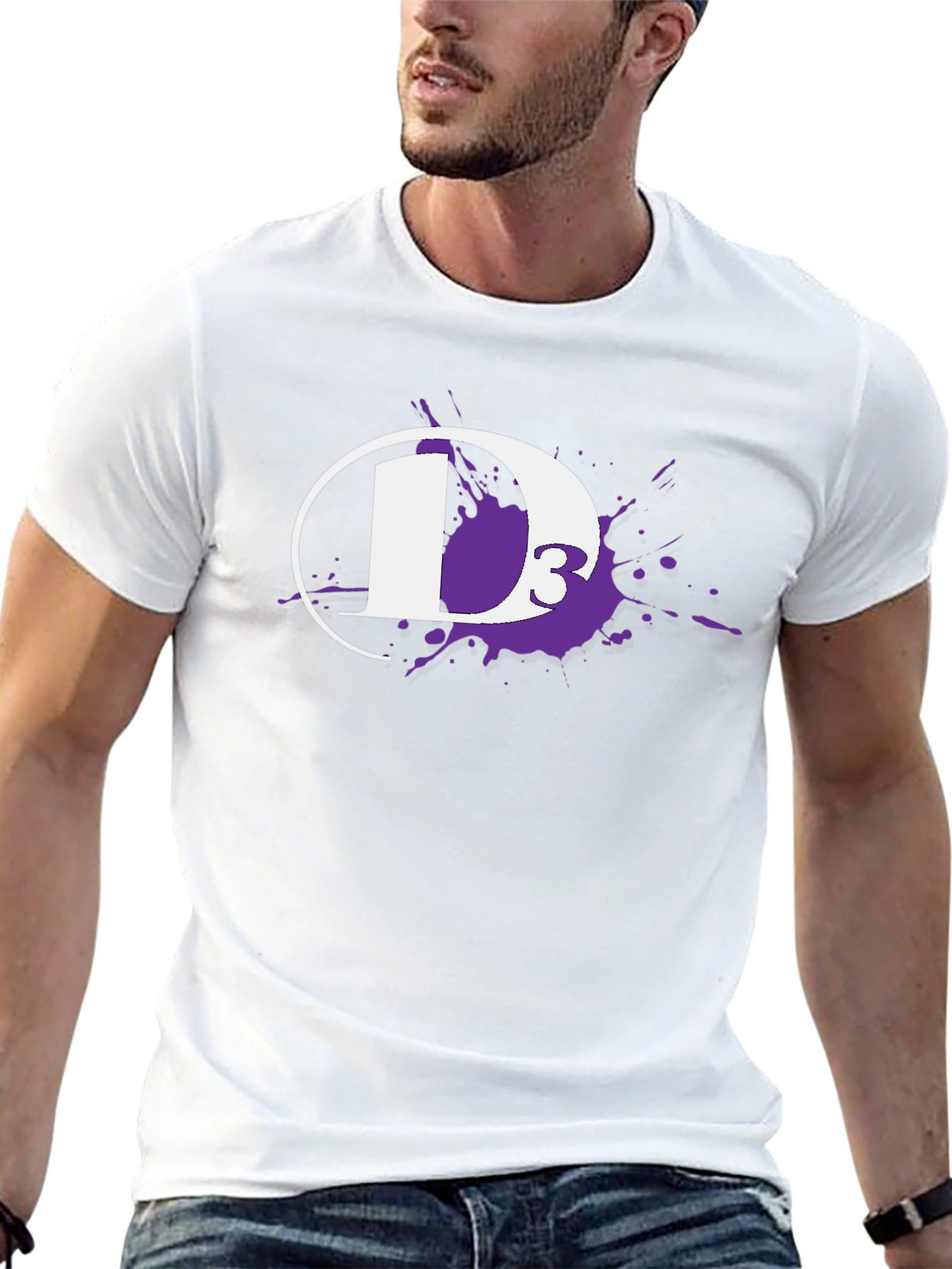 D3 White Ink Splatter Black T-Shirt