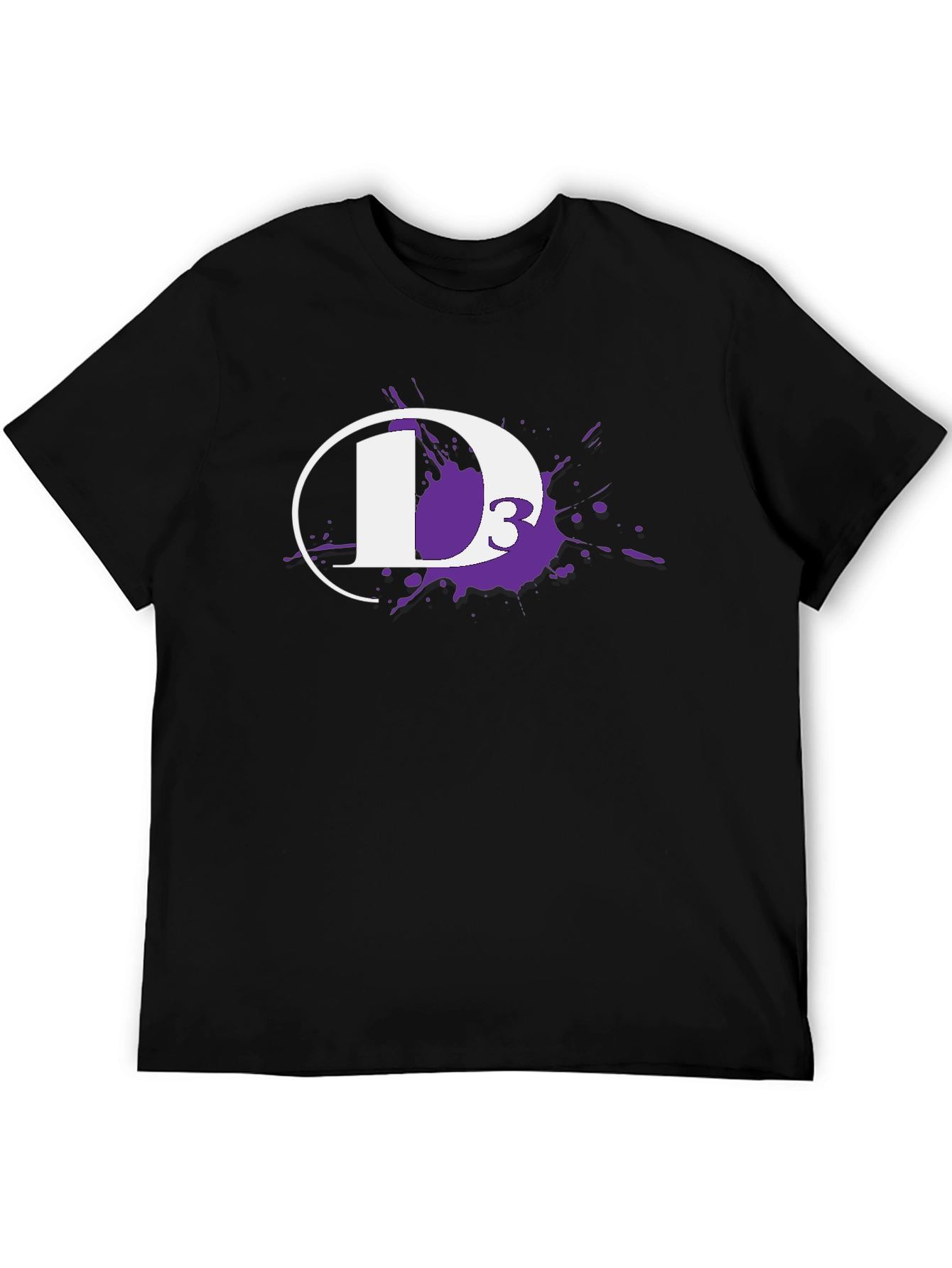 D3 White Ink Splatter Black T-Shirt
