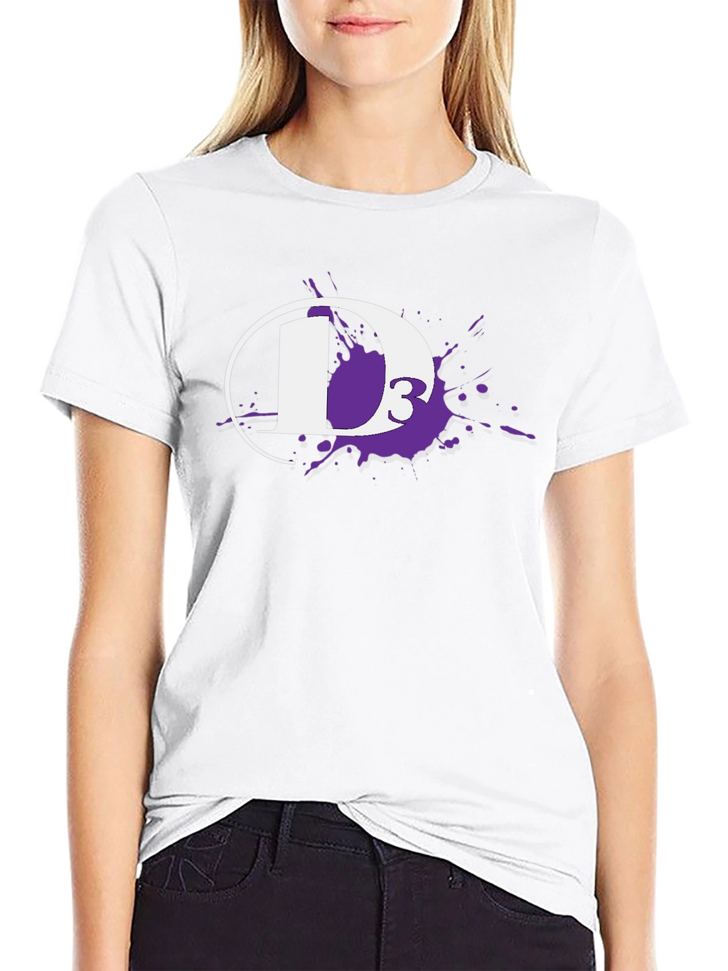 D3 White Ink Splatter Black T-Shirt