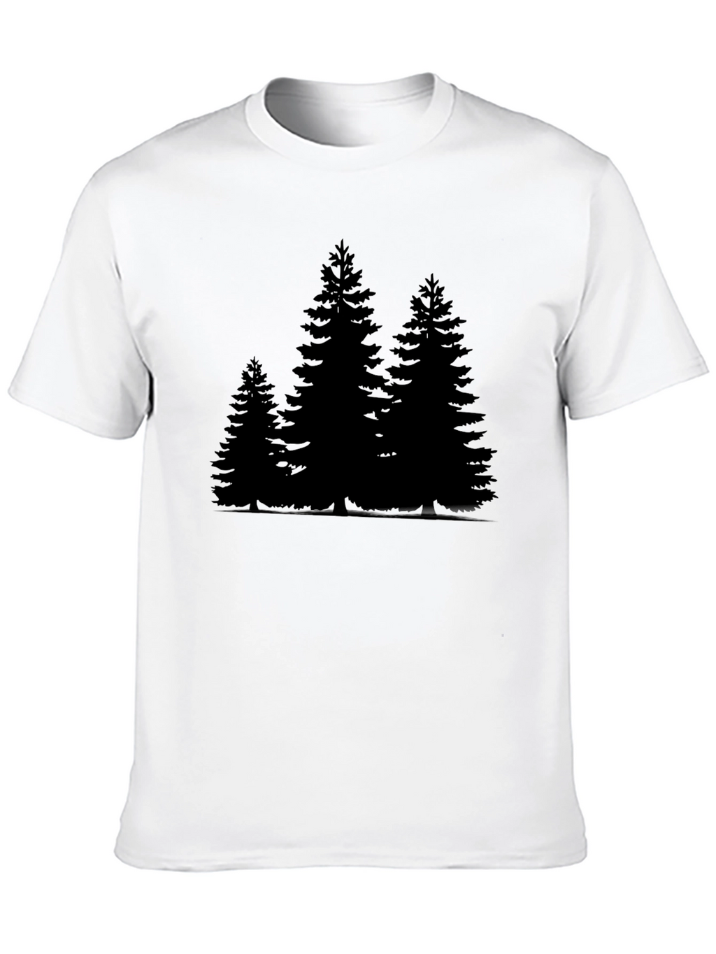 Mens Black T-Shirt with Forest Print