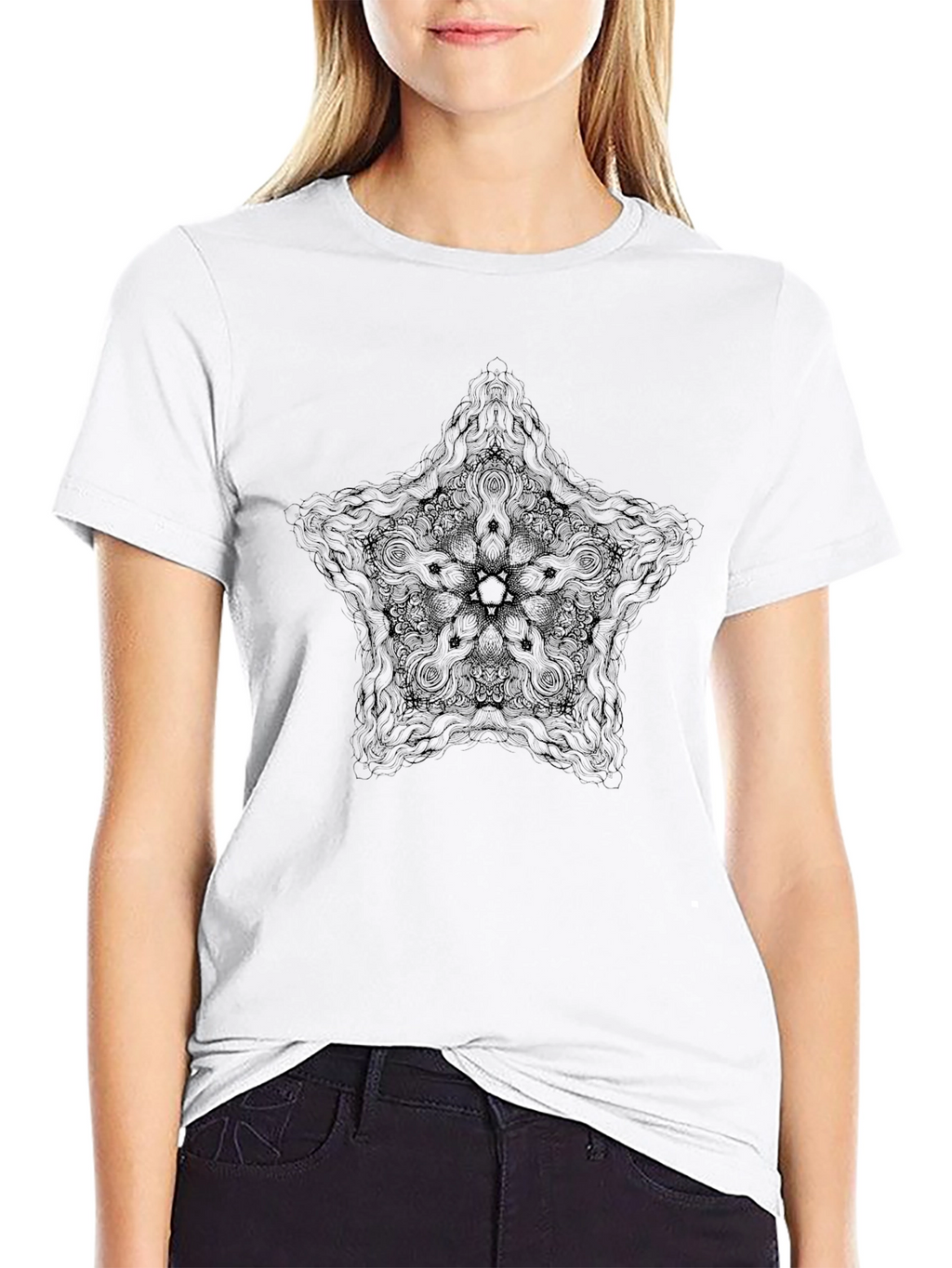 Black Star Mandala Graphic Tee - Mens Fashion