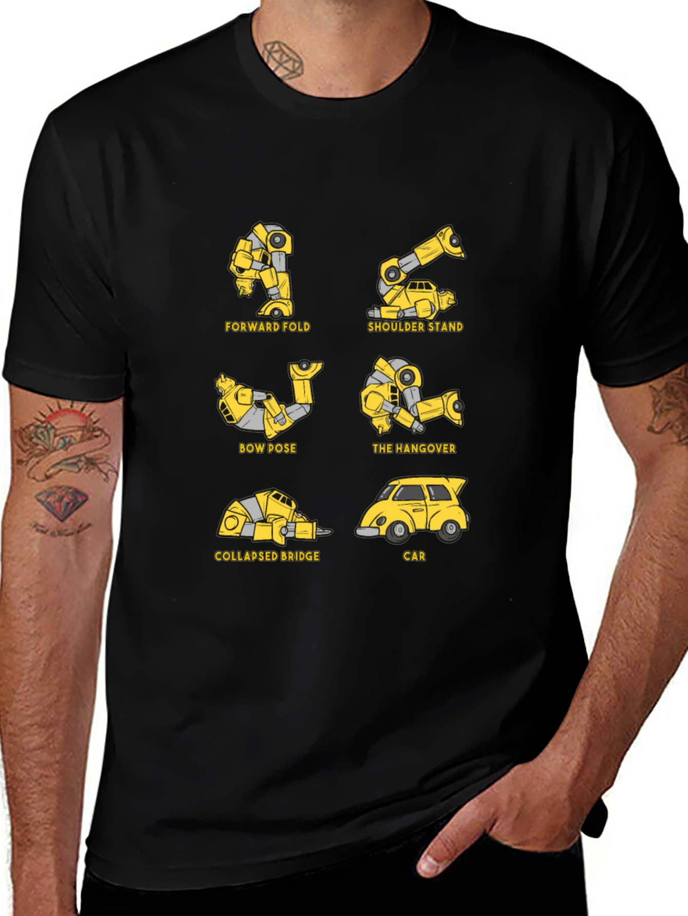 Yoga Transformer T-Shirt - Unique Robot Poses
