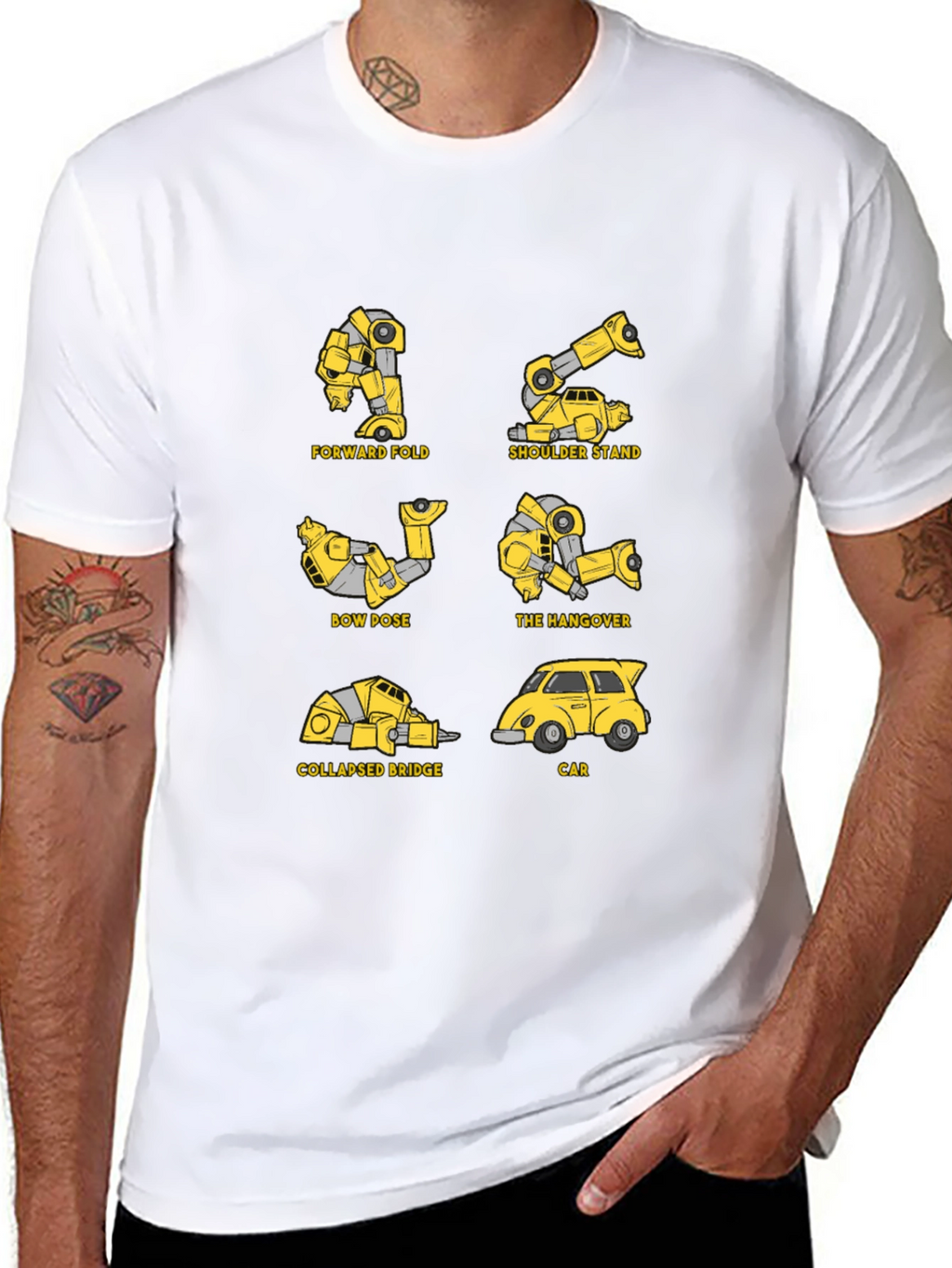 Yoga Transformer T-Shirt - Unique Robot Poses