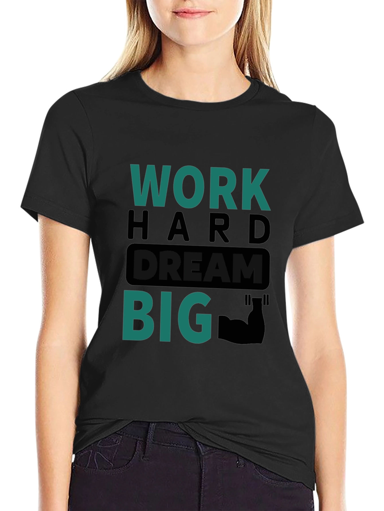 Work Hard Dream Big Graphic Tee - Black