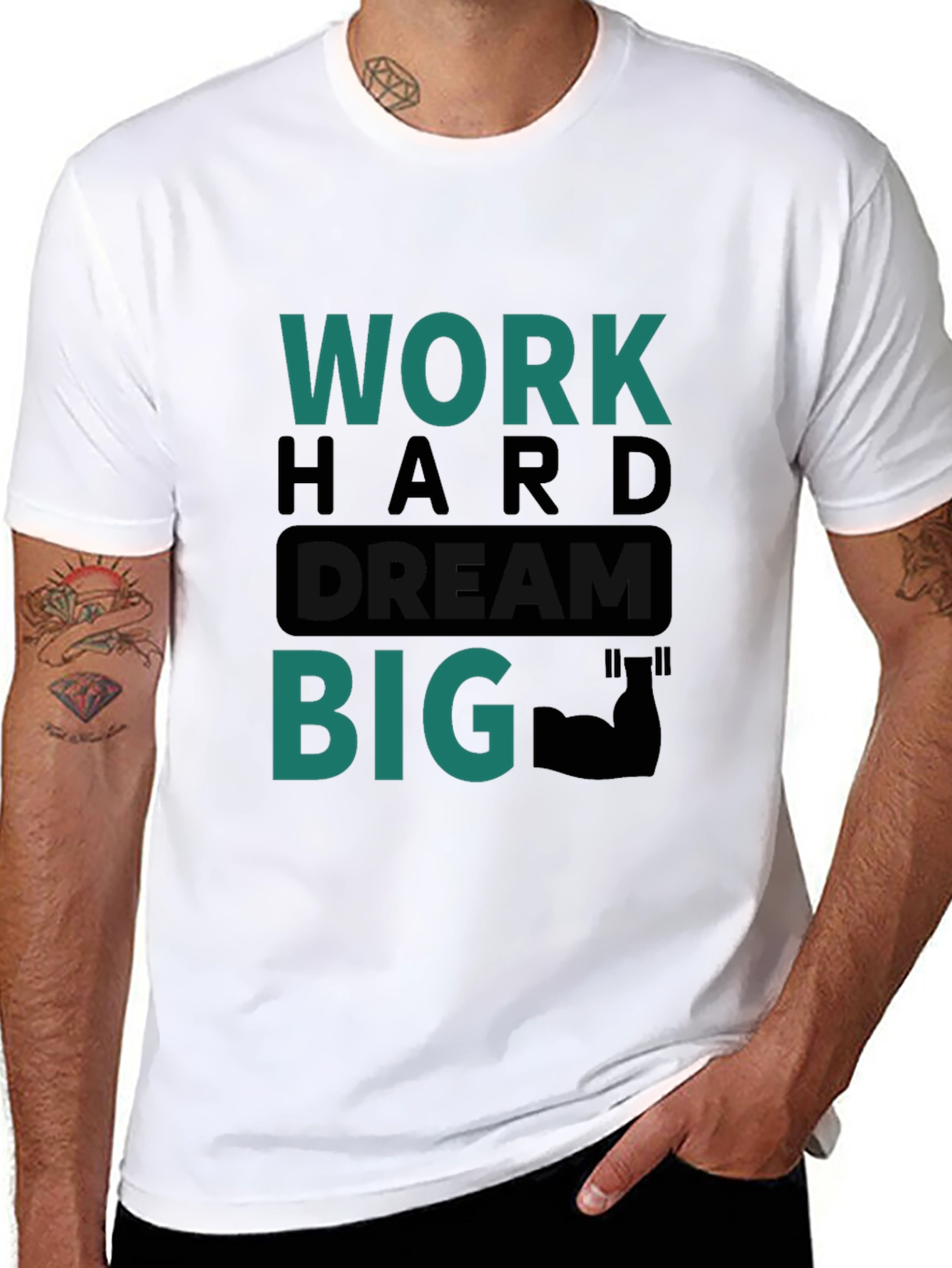Work Hard Dream Big Graphic Tee - Black