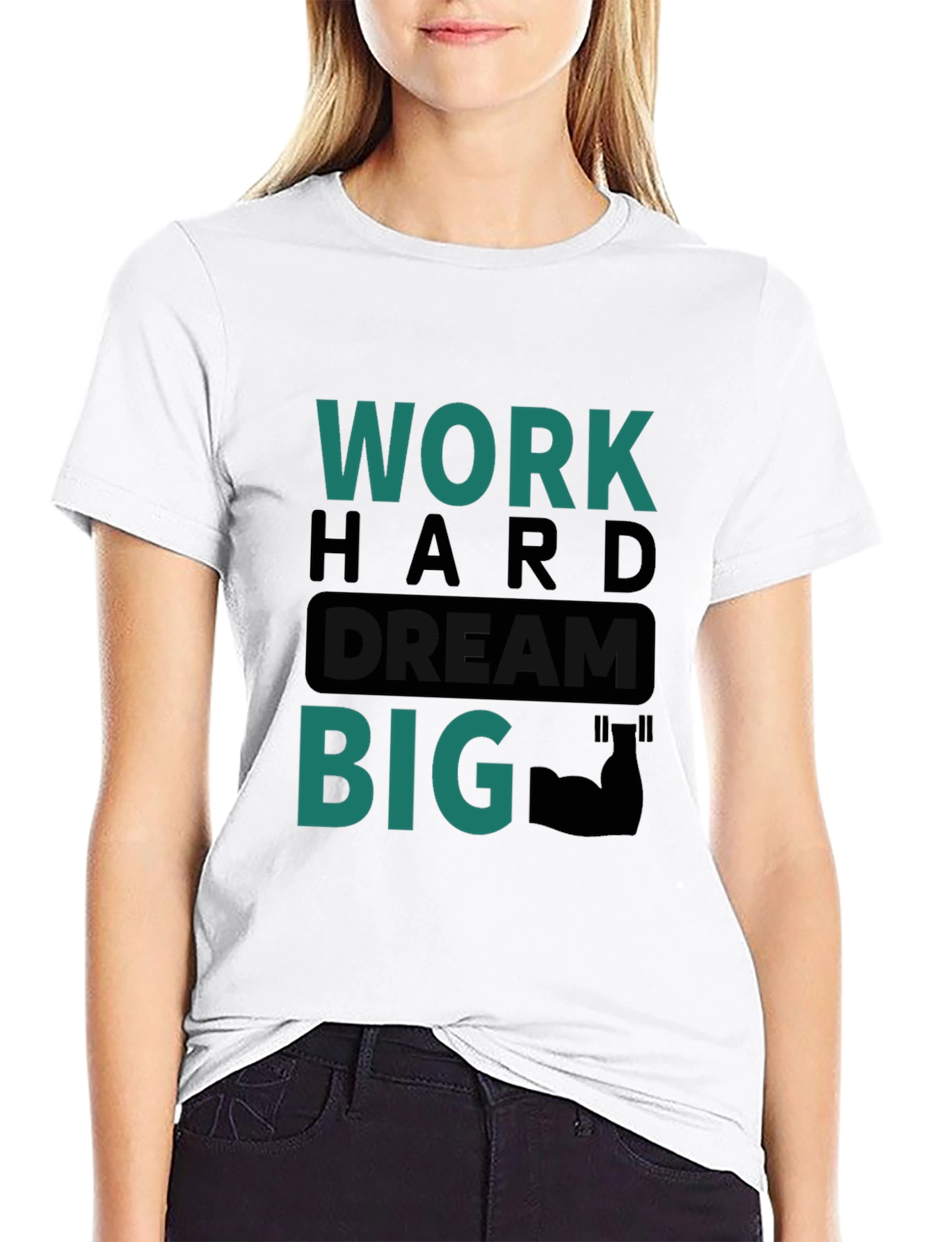 Work Hard Dream Big Graphic Tee - Black