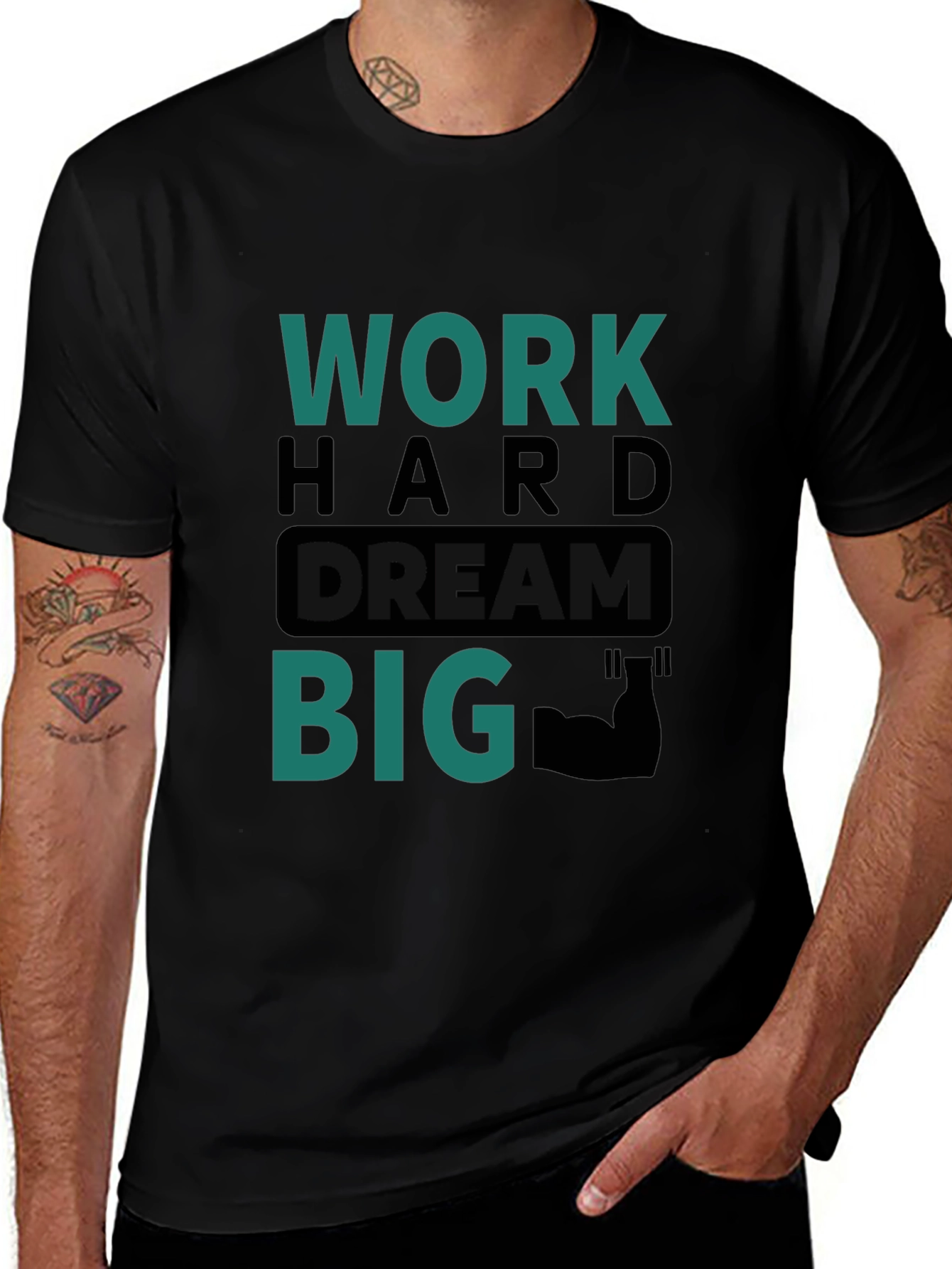 Work Hard Dream Big Graphic Tee - Black