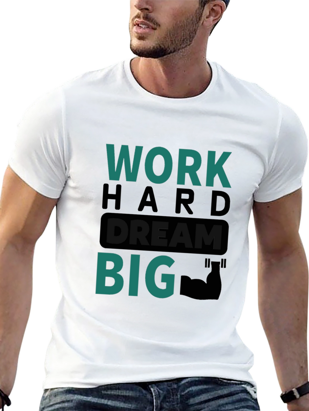 Work Hard Dream Big Graphic Tee - Black