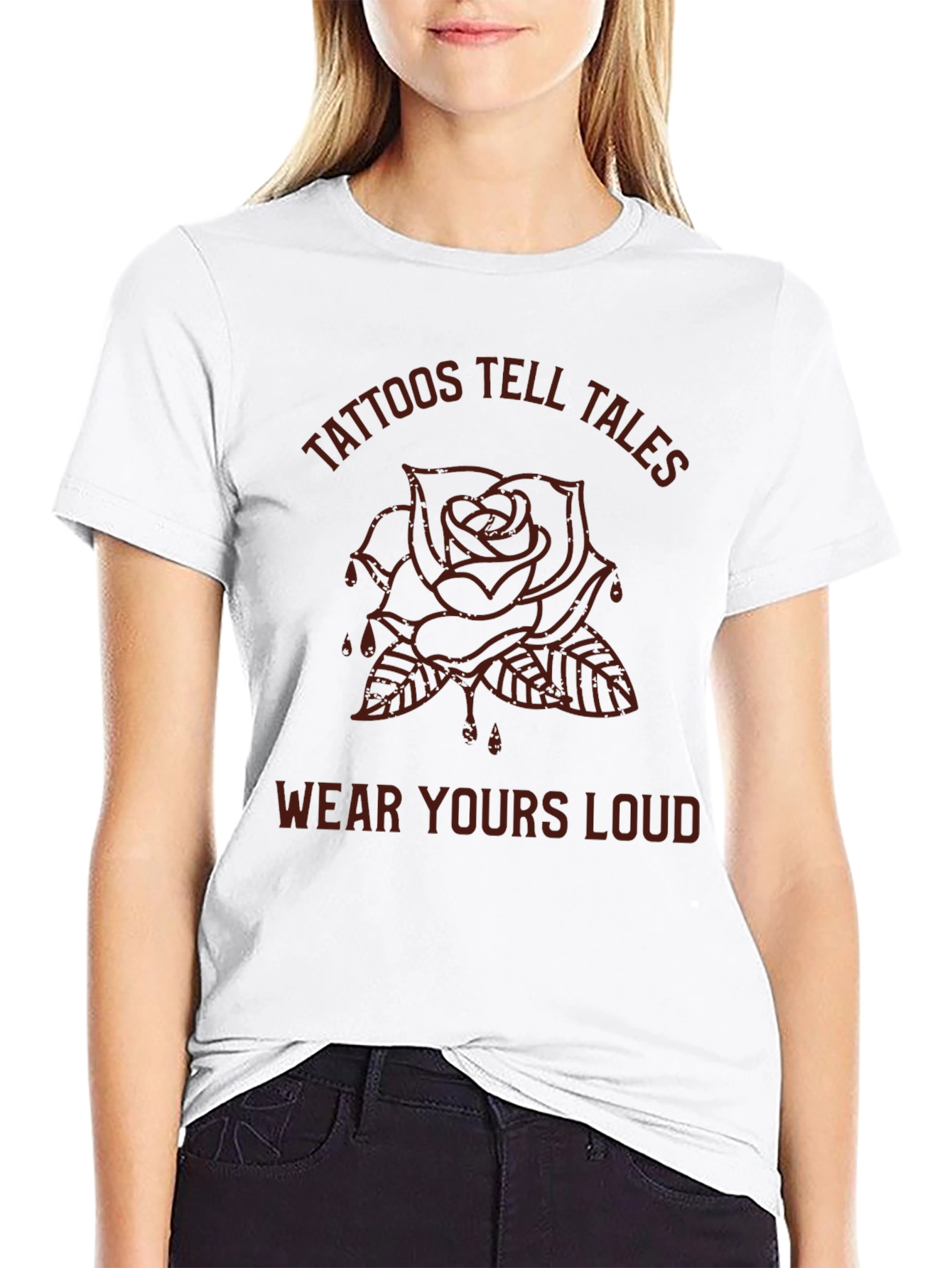 Tattoos Tell Tales Graphic Tee - Black Rose T-Shirt