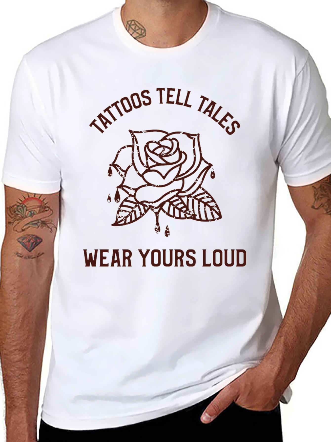 Tattoos Tell Tales Graphic Tee - Black Rose T-Shirt