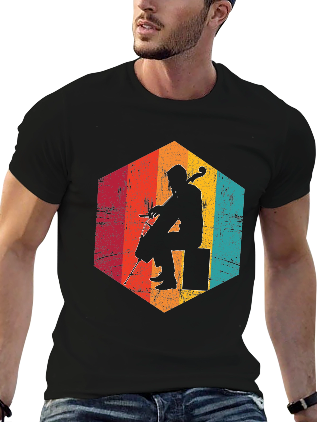 Retro Cello Player Graphic Tee