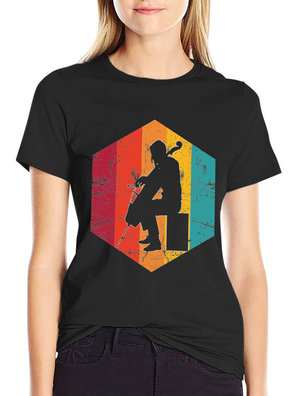Retro Cello Player Graphic Tee