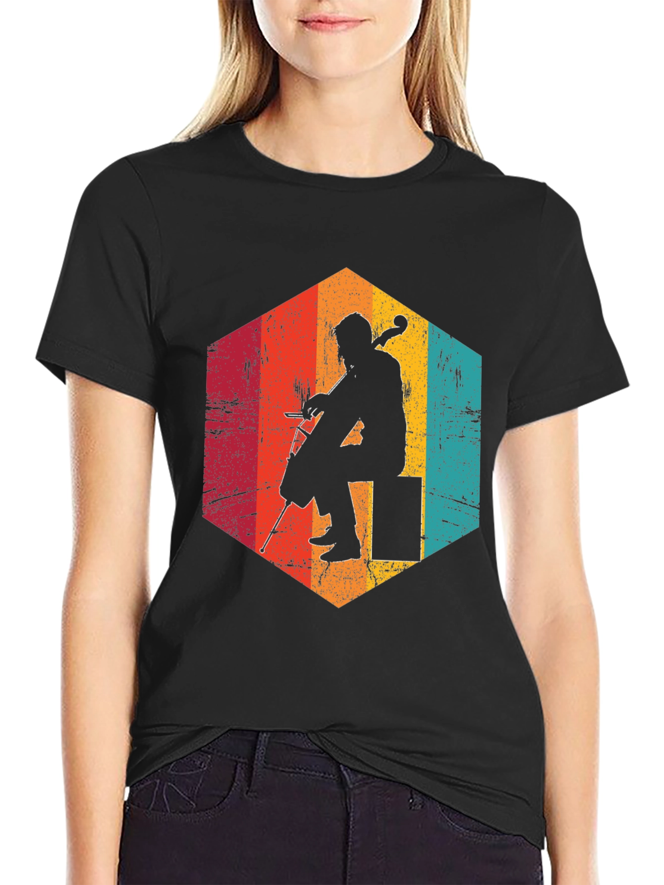 Retro Cello Player Graphic Tee