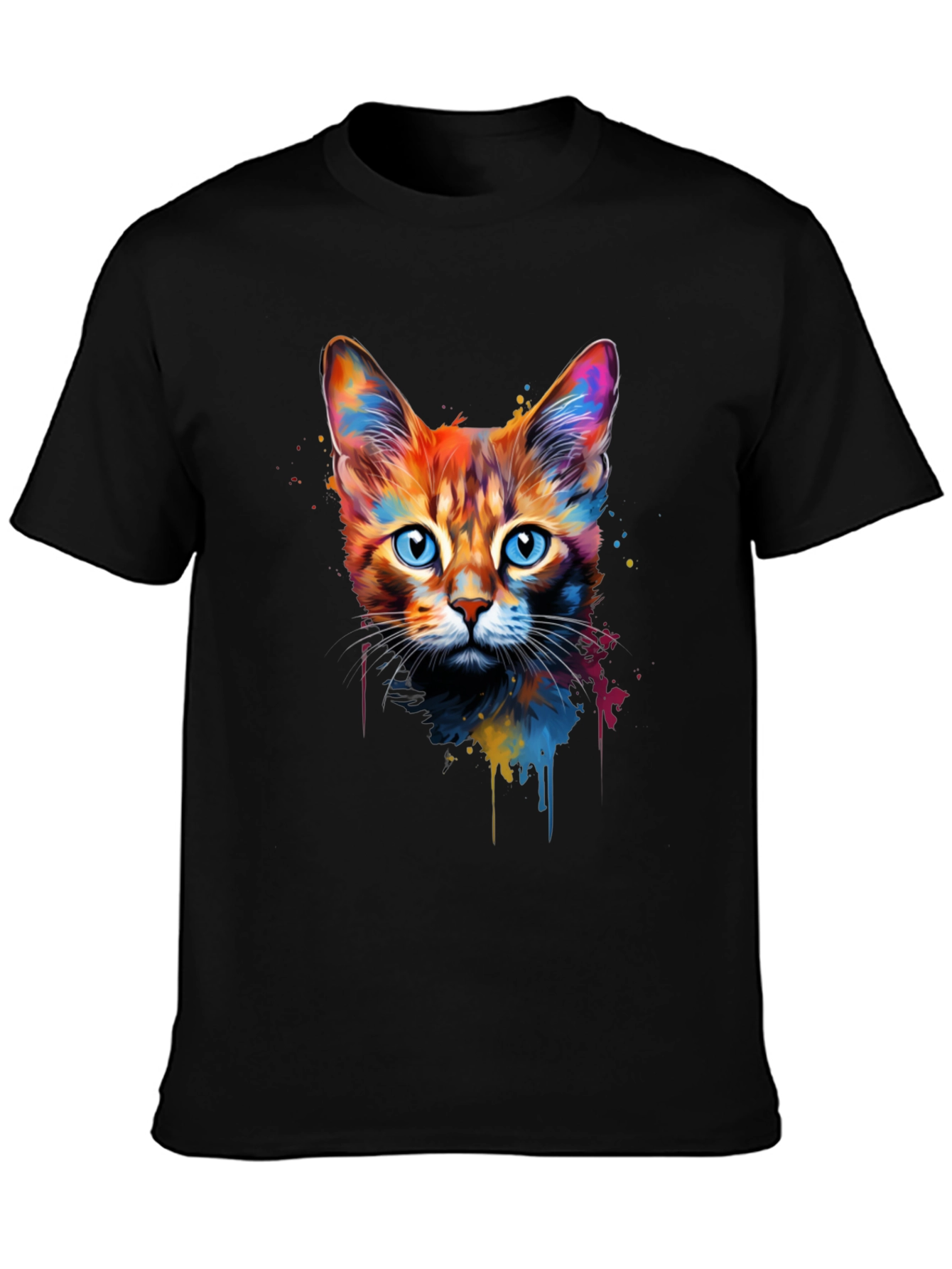 Colorful Cat T-Shirt - Artistic Design