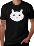 Funny Cat Graphic Tee - Black Cotton T-Shirt