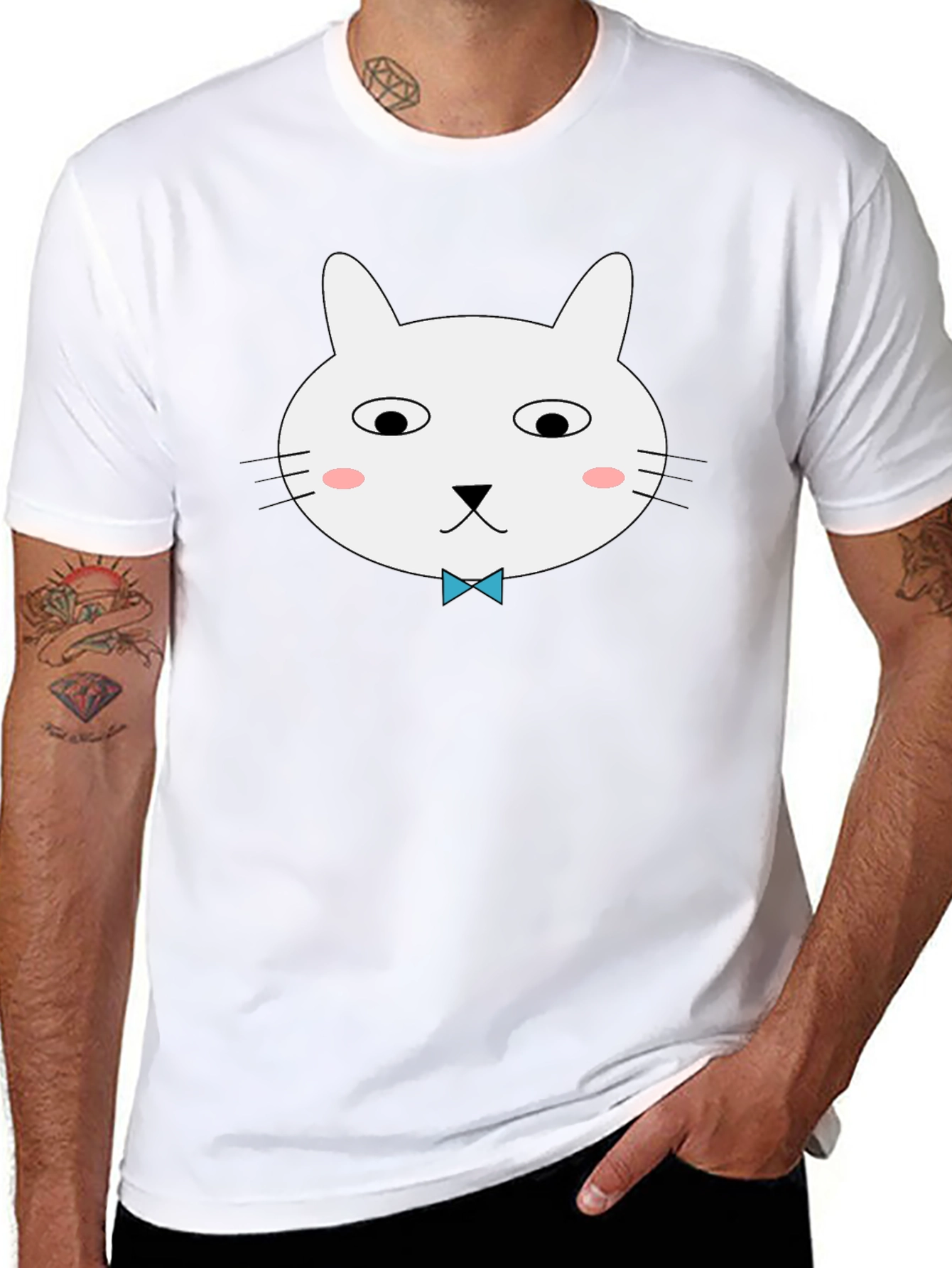 Funny Cat Graphic Tee - Black Cotton T-Shirt