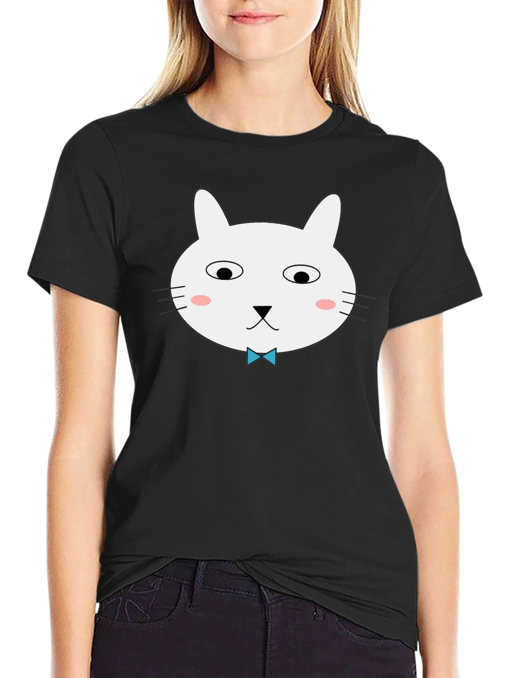 Funny Cat Graphic Tee - Black Cotton T-Shirt