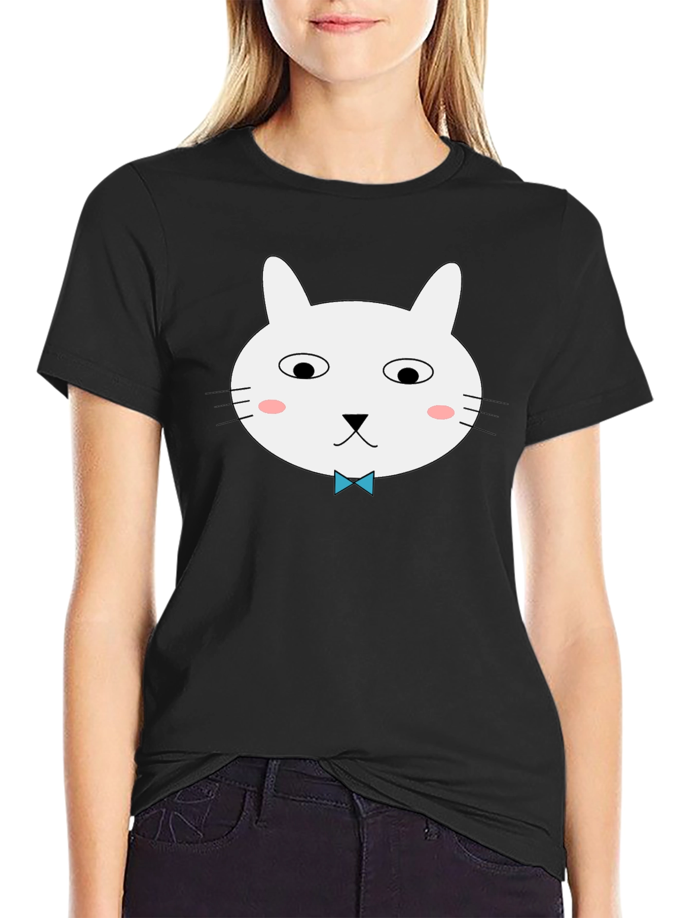 Funny Cat Graphic Tee - Black Cotton T-Shirt