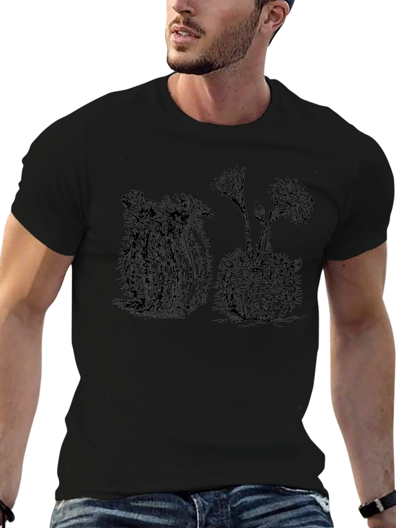 Cactus Graphic Tee - Stylish Black T-Shirt