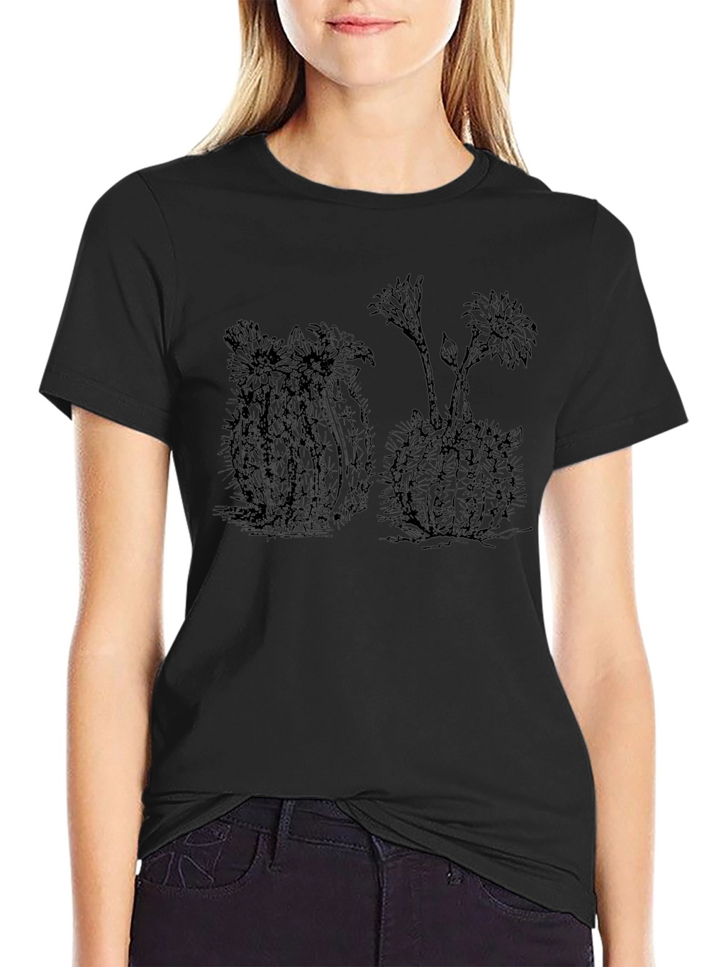 Cactus Graphic Tee - Stylish Black T-Shirt