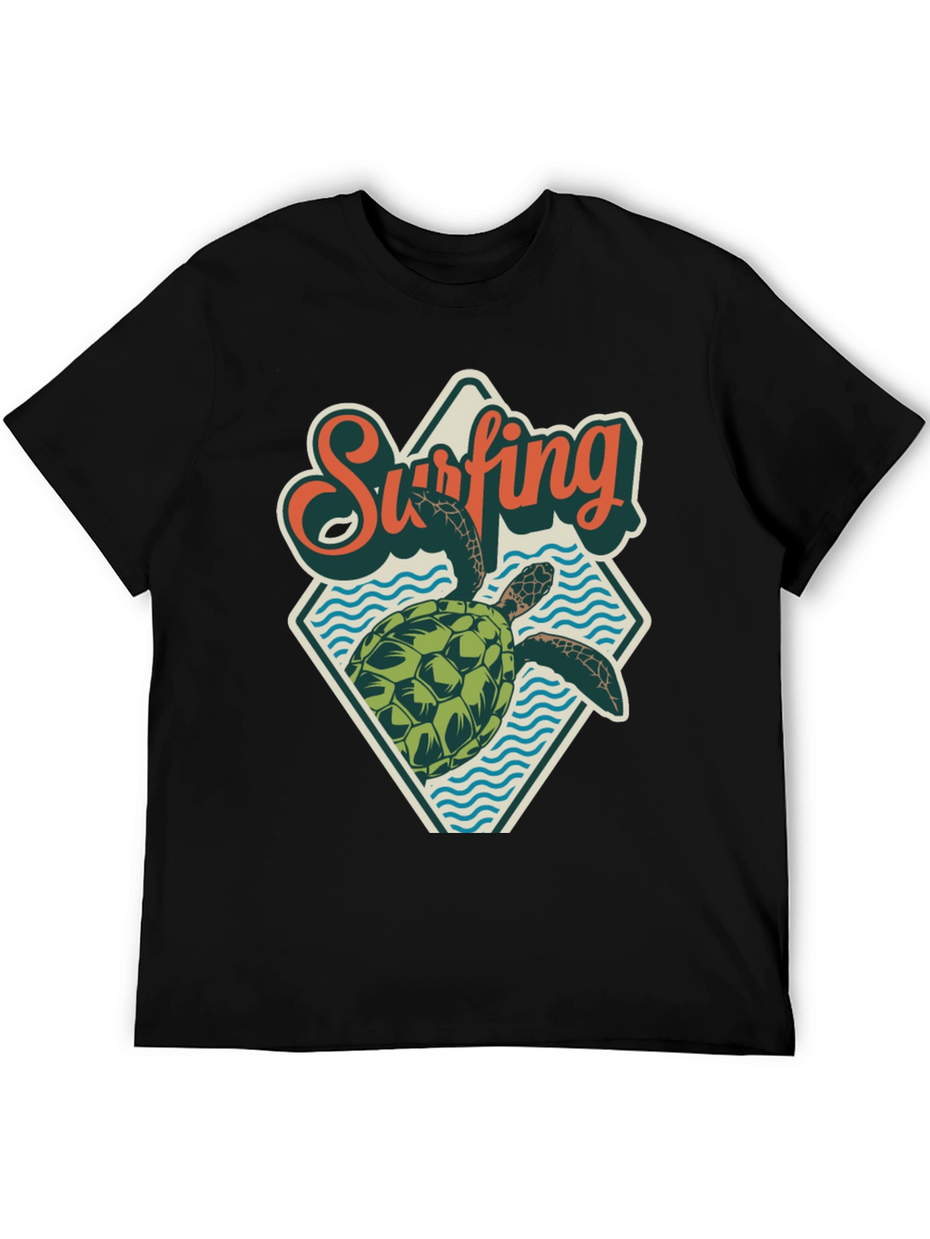 Surfing Turtle Graphic Tee - Retro Beach Style