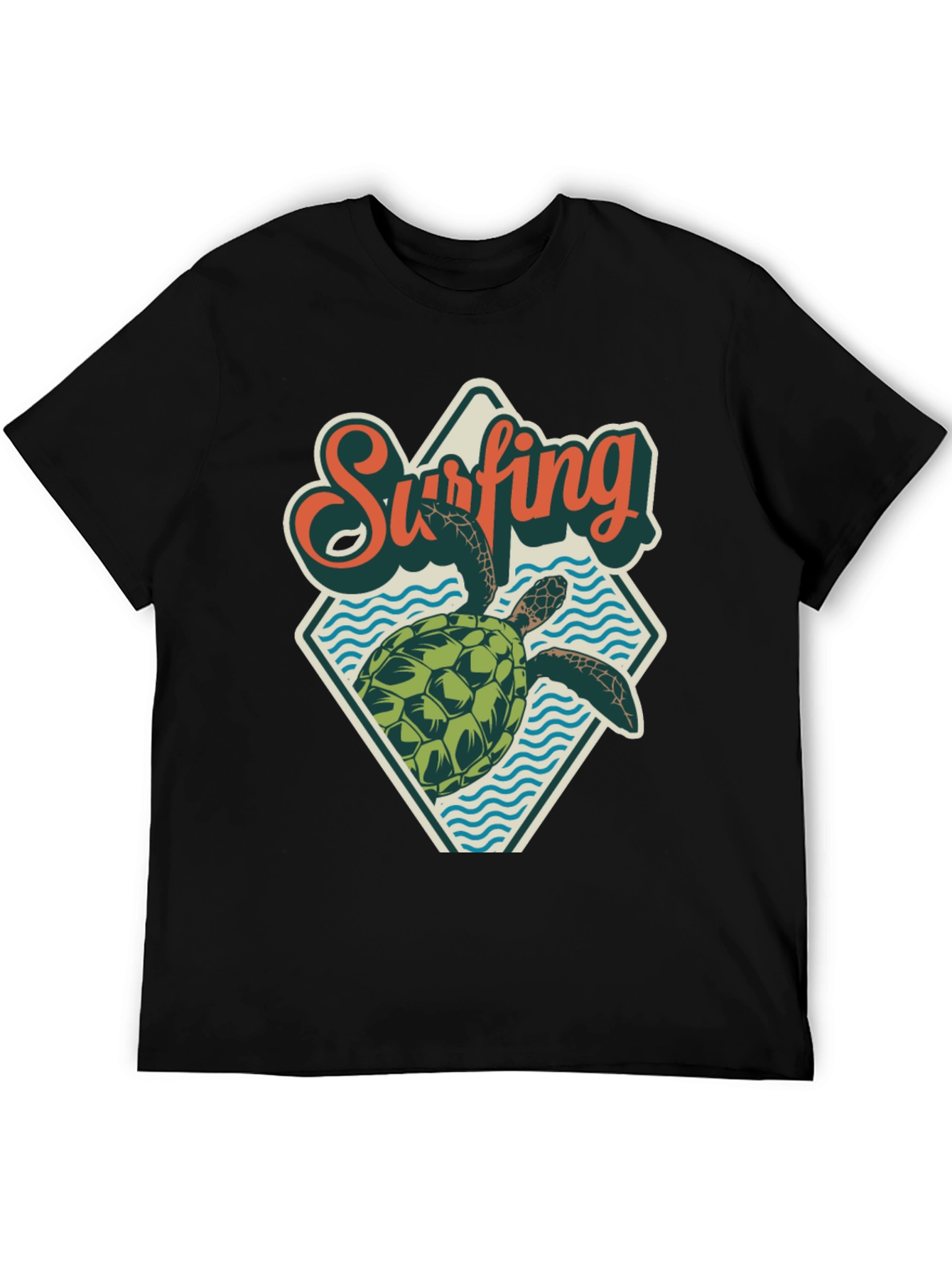 Surfing Turtle Graphic Tee - Retro Beach Style