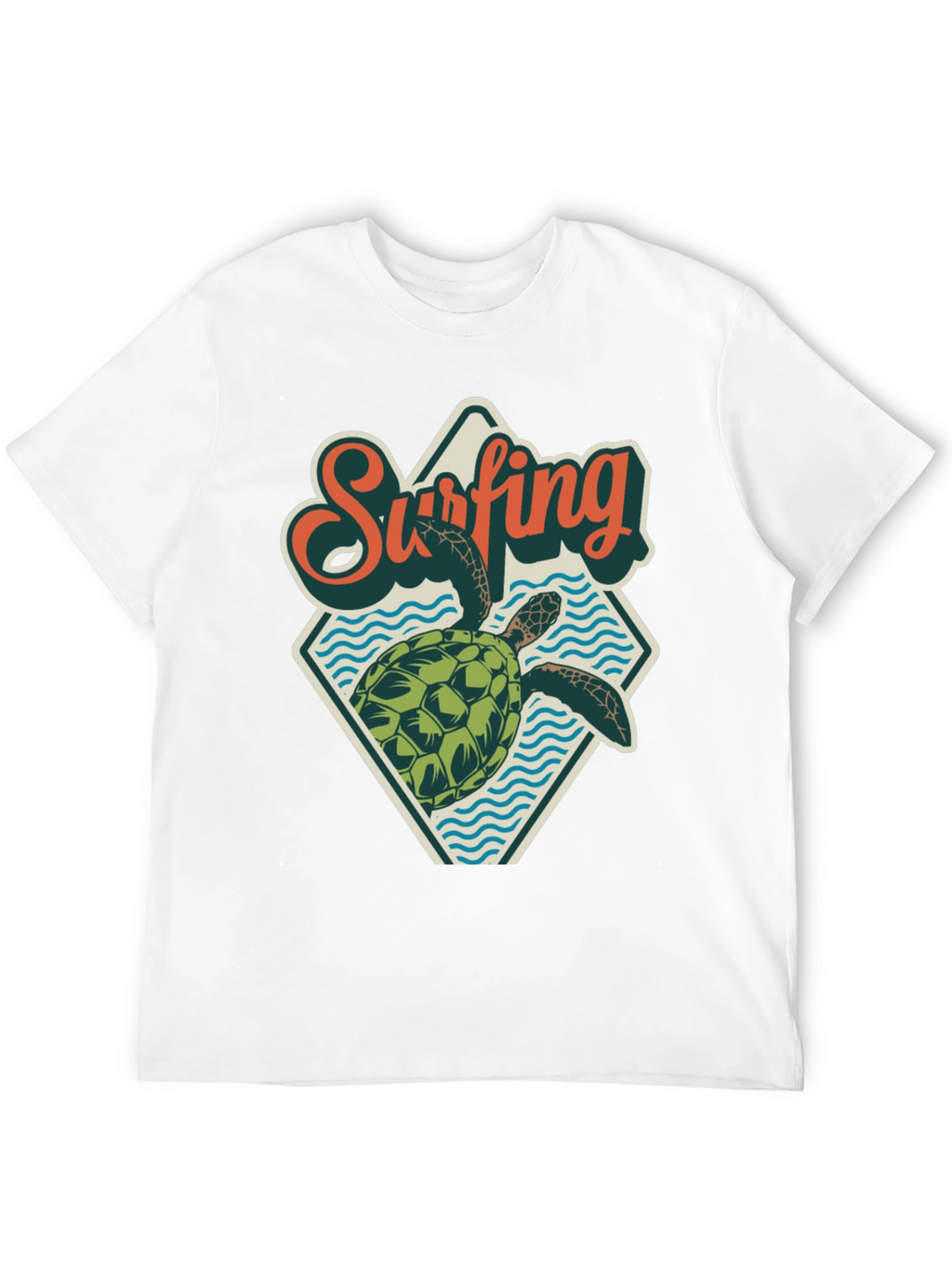 Surfing Turtle Graphic Tee - Retro Beach Style